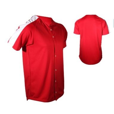 Adult Cool Mesh Pro-Style Full Button Jersey Shirt w/ Contrasting Sleeve Panel