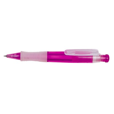 Translucent Ballpoint Pen w/ Frost Clear Contoured Grip