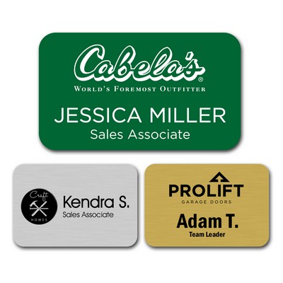 3" x 1 3/4" Engraved Plastic Name Badge with Personalization
