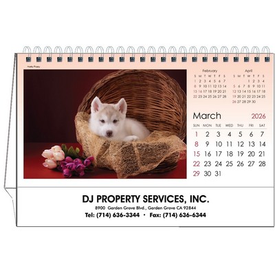 Puppy Love 2026 Desktop Calendar w/Flexible Easel