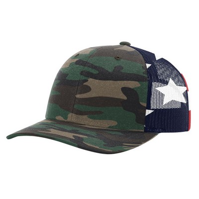 Richardson® Printed Mesh Trucker Snapback Cap (Blank)