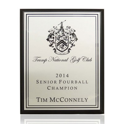 Premium Black Economy Engraved Plaque Award w/Silver Plate (9" x 12")
