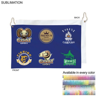 Colored Velour Terry Cotton Blend Golf Towel, Nofold Grommet Hook, Sublimated (12"x18")