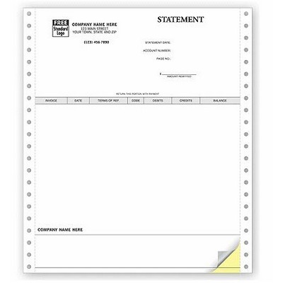 Continuous Statement Forms - Classic, Sage® 300 ERP (1 Part)