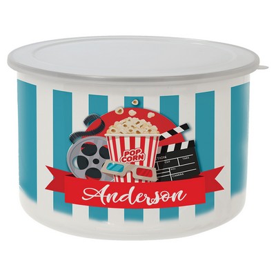 Tall Enamel Container with Flexible Plastic Lid