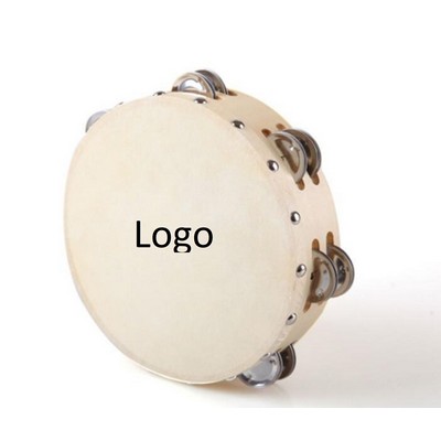 6" Wood Handheld Tambourine Double Row