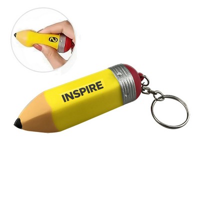 Pencil Shape PU Foam Stress Reliever with Key Ring