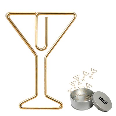 Cocktail Glass Paper Clips In Tin Box
