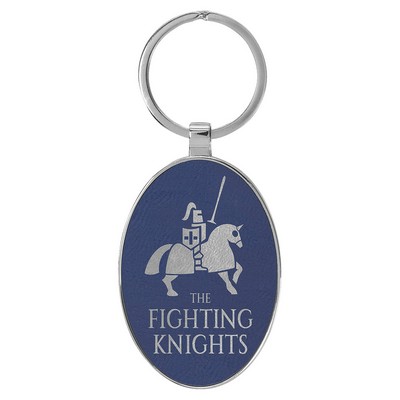 Leatherette/Metal Oval Keychain