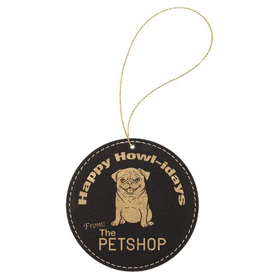 Round Leatherette Ornament with String
