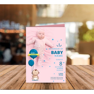 Folded Birth Announcement Cards - 7" x 10" (Folds to 7" x 5")