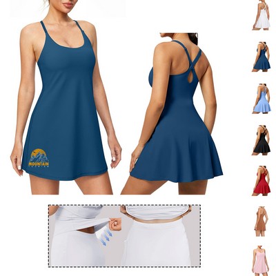 Womens Tennis Dress With Built-In Bra And Shorts