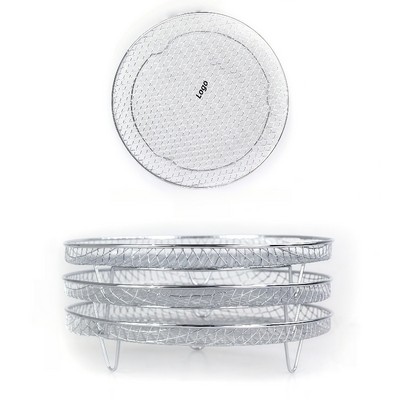 Three Tier Stainless Steel Air Fryer Rack and Round Grill Pan Accessory