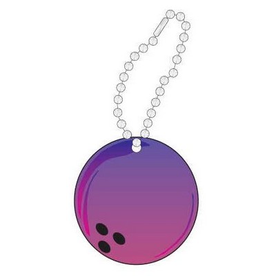Purple Bowling Ball Promotional Key Chain w/ Black Back (4 Square Inch)