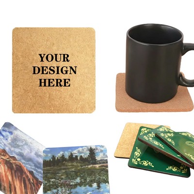 4" Square Cork Cup Mat Cork Coasters For Drinks