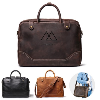 Men's Laptop Document Bag Top Layer Cowhide Casual Retro