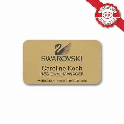 Executive Oxidized Brass Badge with Screened Logo (2.00"x3.50" Inches)