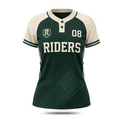 Women's Custom Two Button Baseball Jersey 150GSM Interlock