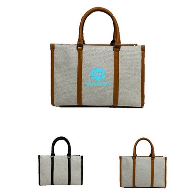 Leather Base Tote Bag