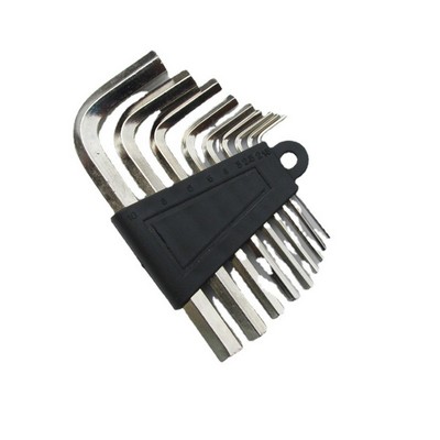 9-Piece Short Type Nickel-Plated L-Type Ball End & Flat Head Hex Key Wrench Set
