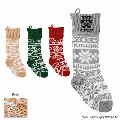Festive Snowflake Knit Holiday Stocking