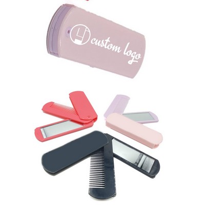 2-in-1 Folding Hairdressing Mirror Comb