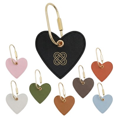 Heart-Shaped PU Leather Bag Charm & Key Ring