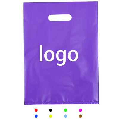 Four Finger Die Cut Handle Plastic Bag Fourteen By Ten Inches Two Hundred Pieces Minimum
