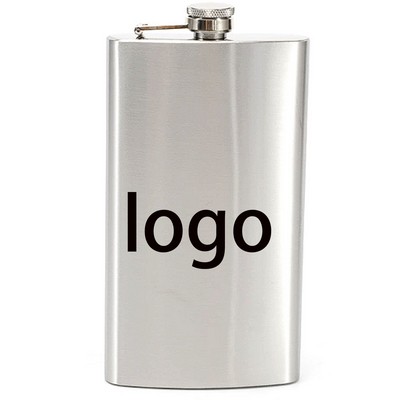 Twelve Ounce Stainless Steel Wine Flask With Leak Proof Screw Cap And Smooth Finish