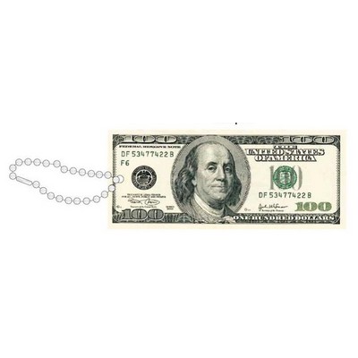 Hundred Dollar Bill Promotional Key Chain w/ Black Back (3 Square Inch)