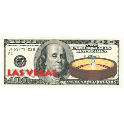 Vegas Roulette Table On $100 Bill Maxi Magnet (6 Square Inch)