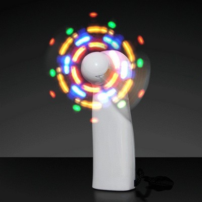 Light Up Promotional Mini Fans with White Handles - BLANK