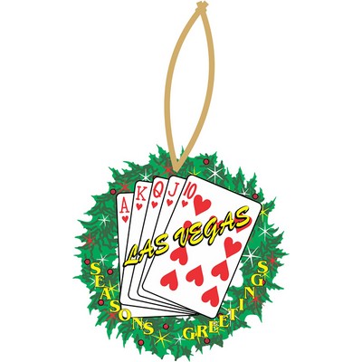 Hearts Royal Flush Wreath Ornament w/ Clear Mirror Back (3 Square Inch)