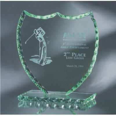 Jade Glass Shield Award w/Pearl Edge (7½"x7½")