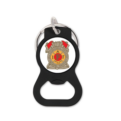 Black Round Bottle Opener Key Ring