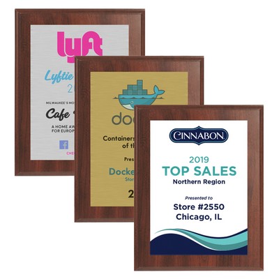 10 1/2" x 13" Cherry Finish Plaque w/ Full Color Sublimated Imprint