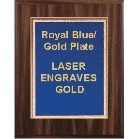Walnut Plaque 6" x 8" - Blue/Gold - 4" x 6" Florentine Plate