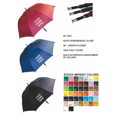 58" auto open metalshaft Umbrella - ASSORTED PREPACK COLORS