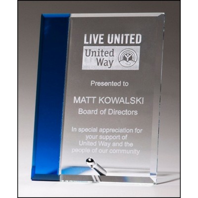 Clear Glass Award w/Sapphire Highlight (4"x6")