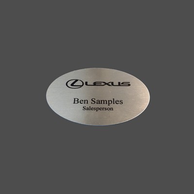 Oval Silver with Black Dye-Etch Name Badge (2"x3")