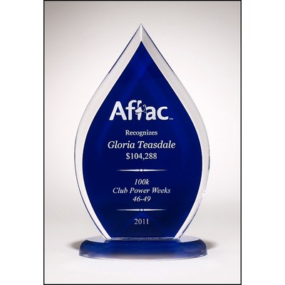 Flame Series Clear Acrylic Award w/Blue Silk Screened Back (5.5"x 9")
