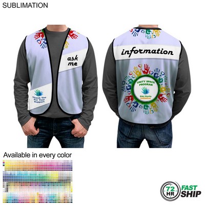 72 Hr Fast Ship - Domestic Made Poplin Vest, Fully Sublimated Front And Back, Uniform Vest