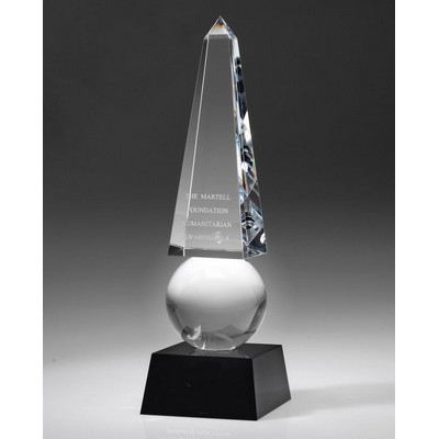 Monumental Obelisk Crystal Award, 12"H