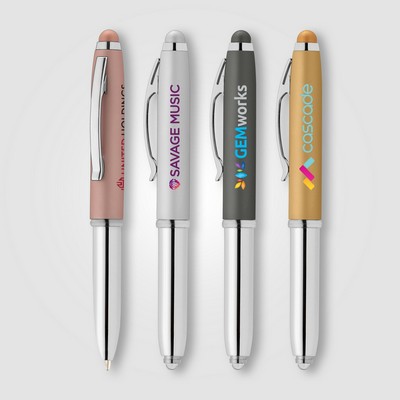 Vivano Softy Metallic Pen w/ LED Light and Stylus - Full-Color Inkjet