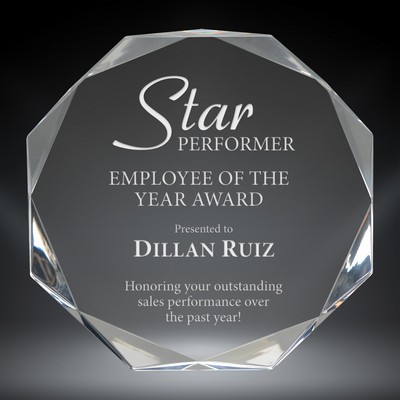 Octagon Acrylic Award, Clear, 7"H