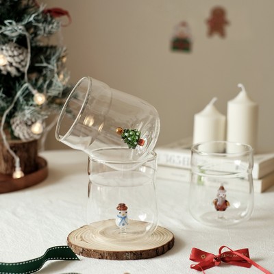 450ml Personalized 3D three-dimensional Christmas tree glass coffee cup