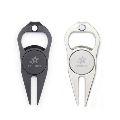 Zinc Alloy Divot Tool With Bottle Opener