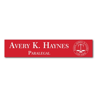 Name Plate -Crimson Red Plastic Etches To White - 2X10 Laser Engrave