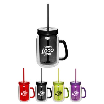 Mason Jars with Straw 17 oz
