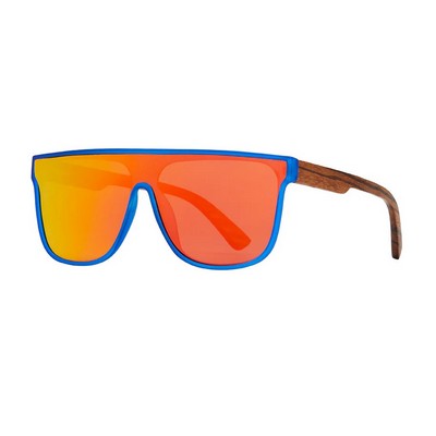 Beau Matte Cobalt Blue & Zebra Wood Polarized Sunglasses